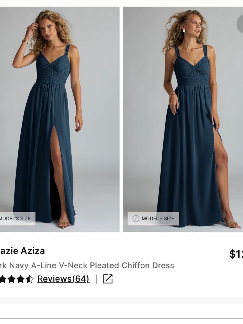 Azazie Dark Navy Maxi Dress with Thigh Slit